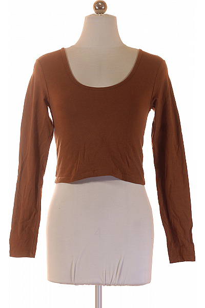 Sublevel Dámské hnědé tričko s dlouhým rukávem crop top basic Vel. XS | Sublevel | obrázek 2