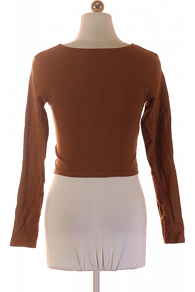 Sublevel Dámské hnědé tričko s dlouhým rukávem crop top basic Vel. XS | Sublevel | obrázek 3