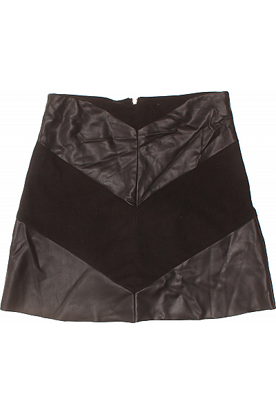 Černá koženková áčková mini sukně se zipem Vel. S | Unimoda | obrázek 2