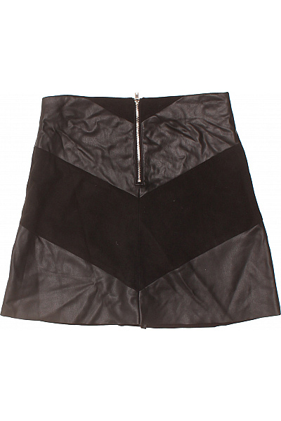 Černá koženková áčková mini sukně se zipem Vel. S | Unimoda | obrázek 3