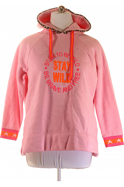 Zwillingsherz Růžová Dámská Mikina S Kapucí A Potiskem Vel. EU L/XL