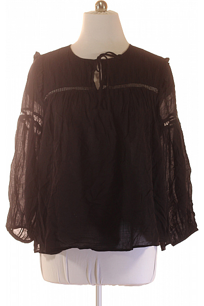 INDISKA Dámská černá Halenka S Dlouhým Rukávem A Mašlí Vel. XL