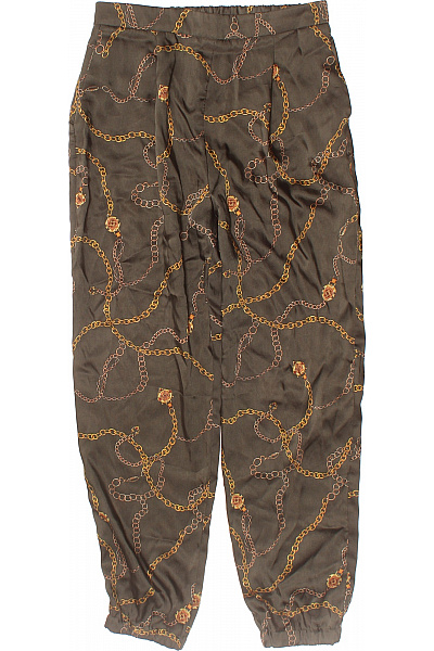 MANGO Dámské Saténové Kalhoty S Potiskem řetězu Volnočasové Velikost S