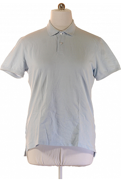 Van Laack Pánské Bavlněné Polo Tričko S Krátkým Rukávem Světle Modré Jednobarevné Basic Vel. L