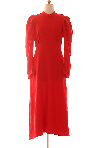 Closet Dámské červené šaty S Dlouhým Rukávem Elegantní Midi Velikost 10