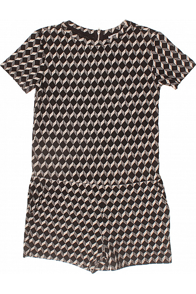 ZARA Dámský černobílý Overal S Krátkým Rukávem A Geometrickým Vzorem Velikost S