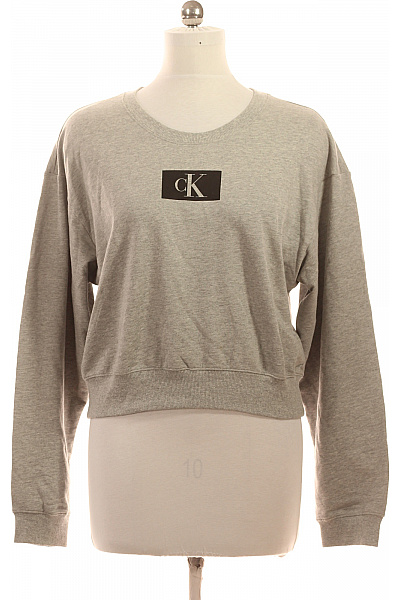 Calvin Klein dámská šedá mikina s dlouhým rukávem a potiskem přes hlavu crop Vel. l | Calvin Klein | obrázek 2
