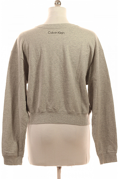 Calvin Klein dámská šedá mikina s dlouhým rukávem a potiskem přes hlavu crop Vel. l | Calvin Klein | obrázek 3