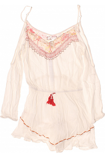 band of gypsies dámský bílý bavlněný overal s dlouhým rukávem a potiskem Vel. M | band of gypsies | obrázek 2