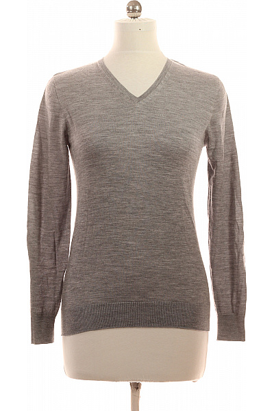 Johnstons Of Elgin Dámské Vlněné Tričko S Dlouhým Rukávem šedé Jednobarevné Basic Velikost EU XS