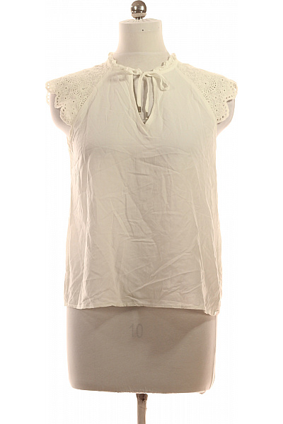 S.OLIVER Bílá Halenka S Krátkým Rukávem A Krajkou Velikost 38