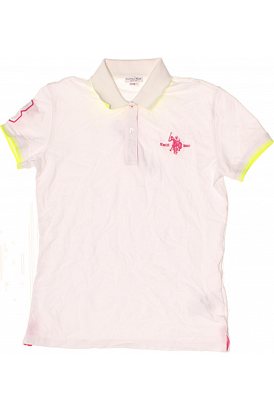 U.S.POLO ASSN. Dámské Polo Tričko S Krátkým Rukávem A Výšivkou Růžové Bavlněné Velikost S
