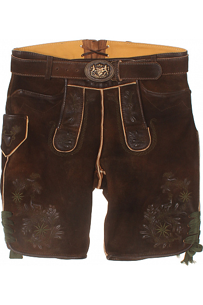 Kožené Kraťasy S Potiskem Volnočasové Krátké Vintage Vel. 48