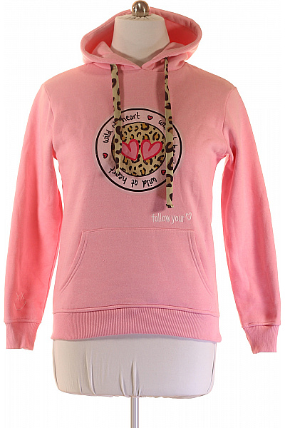 Zwillingsherz Růžová Dámská Mikina S Kapucí A Potiskem Vel. M