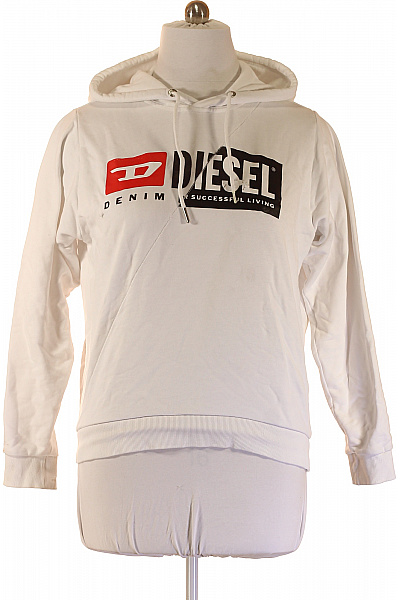 DIESEL Pánská Bavlněná Mikina S Kapucí A Potiskem Přes Hlavu Vel. L