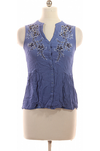 Per Una Dámská halenka bez rukávů modrá vyšívaná květinová Velikost EU 40 | Per Una | obrázek 2