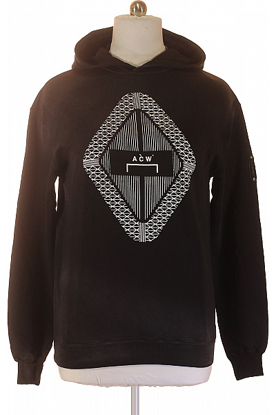 A-COLD-WALL Pánská Mikina S Kapucí A Potiskem Přes Hlavu černobílá Streetwear Vel. S