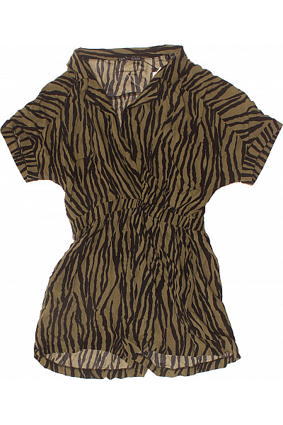 ZARA dámský overal krátký rukáv zebra khaki viskóza léto Velikost L | ZARA | obrázek 2