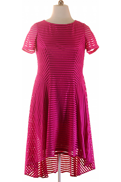 Vera Mont Dámské šaty Růžové S Krátkým Rukávem Elegantní Koktejlové Velikost 46