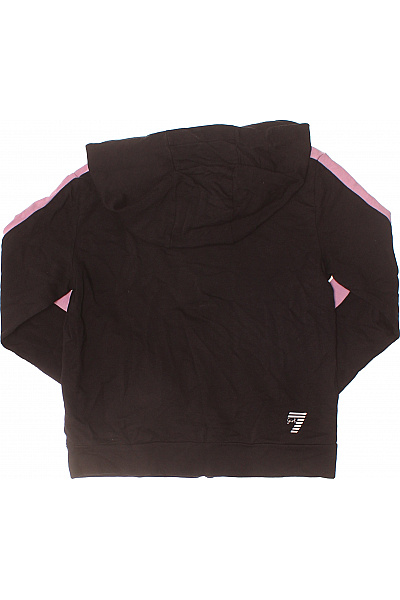 ARMANI Dívčí černá bavlněná mikina s kapucí a růžovými pruhy Velikost 12 let | ARMANI | obrázek 2