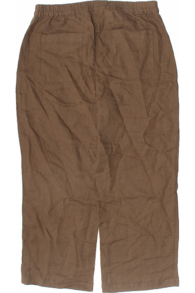 Dámské lněné kalhoty volnočasové hnědé s kapsami rovné Velikost 38 | Unimoda | obrázek 2