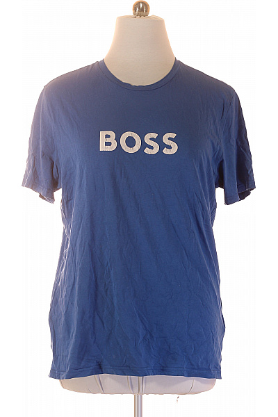 Hugo Boss Pánské Tričko S Krátkým Rukávem A Potiskem Basic Modré Velikost XXL