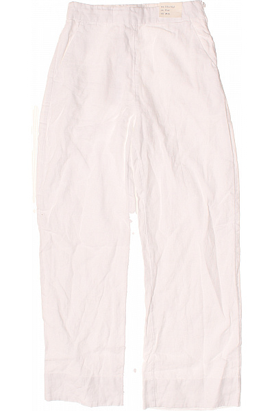 Dámské Lněné Kalhoty S Vysokým Pasem Volnočasové Letní Bílé Velikost 26