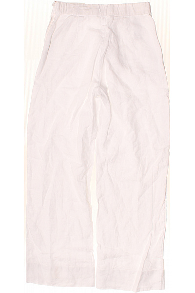 Dámské lněné kalhoty s vysokým pasem volnočasové letní bílé Velikost 26 | Unimoda | obrázek 2