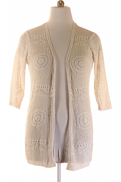 ONLY Dámský Ažurový Kardigan Dlouhý Bílý Pletený Jarní Vel. L