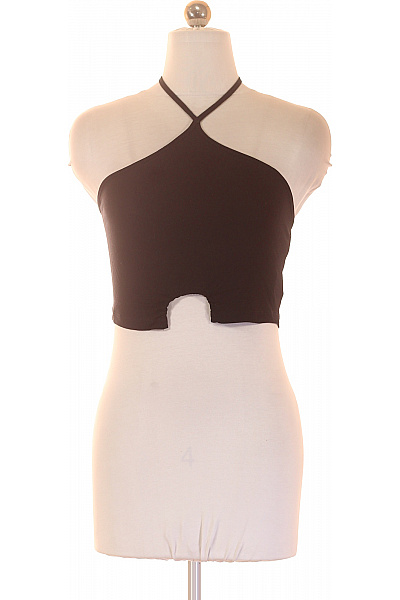 Dámské černé Tričko Bez Rukávů Crop Top S Průstřihy Velikost 36