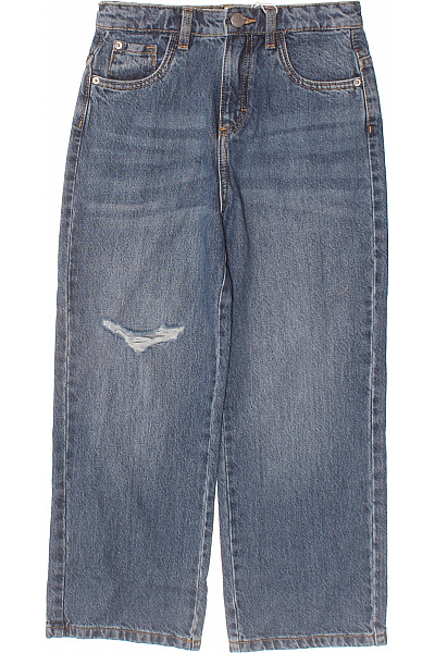 reserved Dívčí džíny modré bavlněné roztrhané rovné Velikost 134 | reserved | obrázek 2