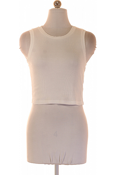 Dámské bílé tričko bez rukávů crop top basic bavlna Vel. 34 | Unimoda | obrázek 2