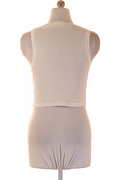 Dámské bílé tričko bez rukávů crop top basic bavlna Vel. 34 | Unimoda | obrázek 3