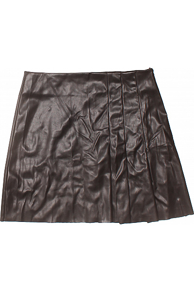 Dámská Hnědá Koženková Minisukně Plisovaná Velikost 38