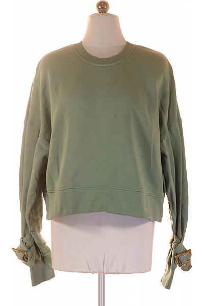 dámská zelená mikina crop crewneck streetwear Vel. 36 | Unimoda | obrázek 2