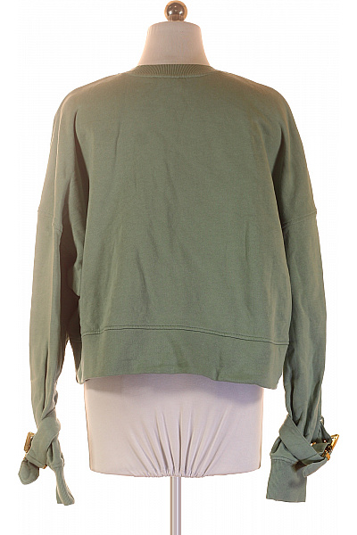 dámská zelená mikina crop crewneck streetwear Vel. 36 | Unimoda | obrázek 3