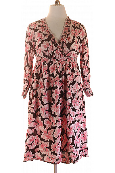 Mama Licious Dámské šaty S Dlouhým Rukávem Květované Zavinovací Midi Vel. L