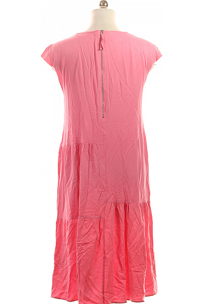 růžové šaty midi krátký rukáv volnočasové letní Velikost 40 | Unimoda | obrázek 2