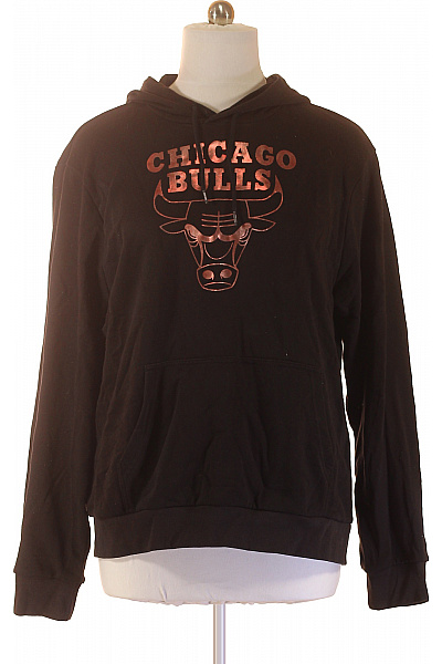 New Era Pánská černá Mikina S Kapucí A Potiskem Chicago Bulls Velikost 2XL