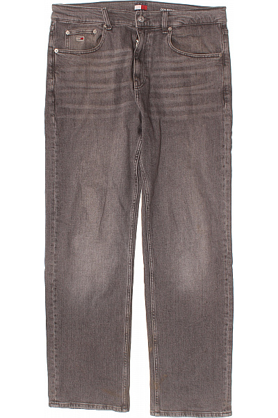 TOMMY HILFIGER Pánské Džíny Rovné šedé Bavlněné Seprané Velikost 32/32