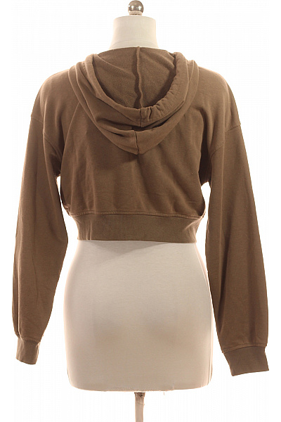Dámská hnědá mikina s kapucí a dlouhým rukávem crop Velikost 40 | Unimoda | obrázek 2