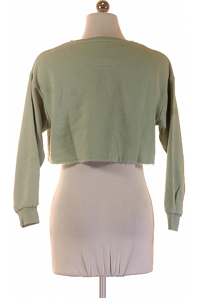 dámská bavlněná mikina crop zelená jednobarevná crewneck Velikost XS | Unimoda | obrázek 3