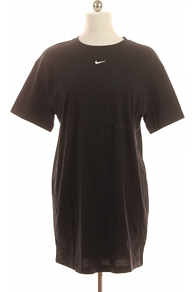 Nike Dámské Tričkové šaty Krátký Rukáv Volnočasové černé Bavlněné Velikost M