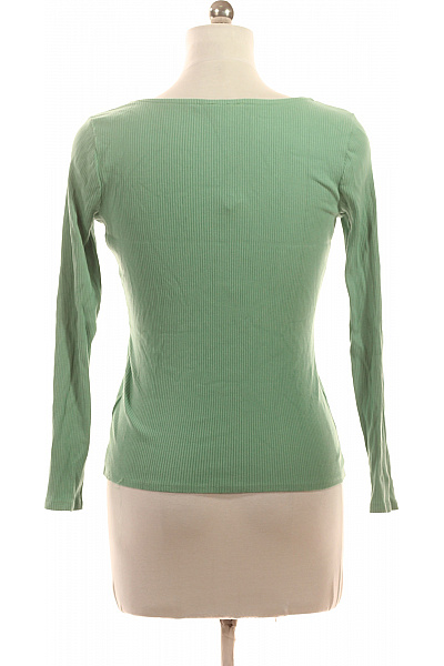 Guess Dámské tričko s dlouhým rukávem henley zelené žebrované basic Velikost l | Guess | obrázek 2
