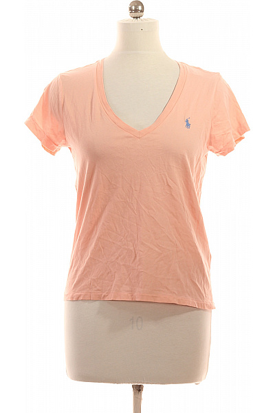 Ralph Lauren Dámské tričko s krátkým rukávem a výstřihem do V růžové Vel. M | Ralph Lauren | obrázek 2
