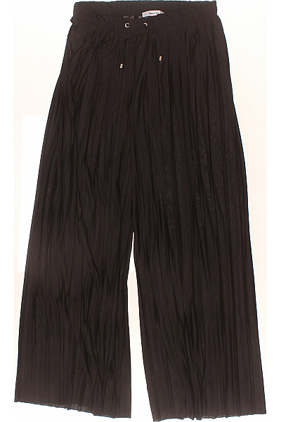 Dámské černé široké Volnočasové Kalhoty S Páskem Velikost 38