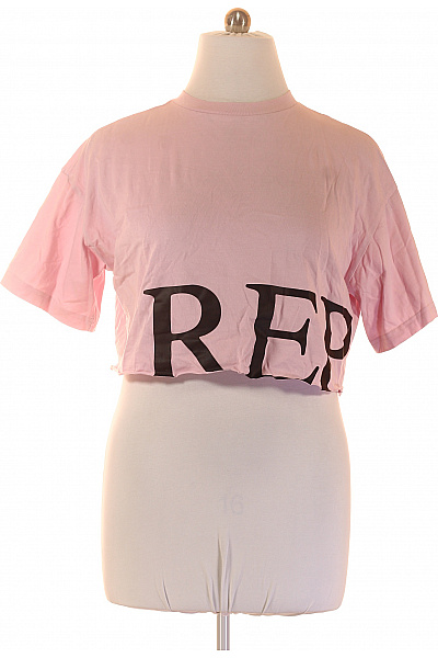 REPLAY růžové tričko s krátkým rukávem a potiskem crop top Vel. L | REPLAY | obrázek 2
