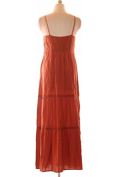 VERO MODA Dlouhé letní šaty na ramínka boho krajkové bavlněné oranžové Vel. M | VERO MODA | obrázek 3