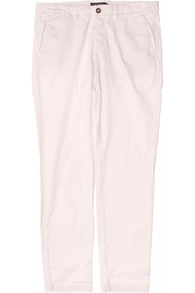 LAWRENCE GREY Pánské Kalhoty Bílé Volnočasové Rovné Plátěné S Kapsami Vel. 48