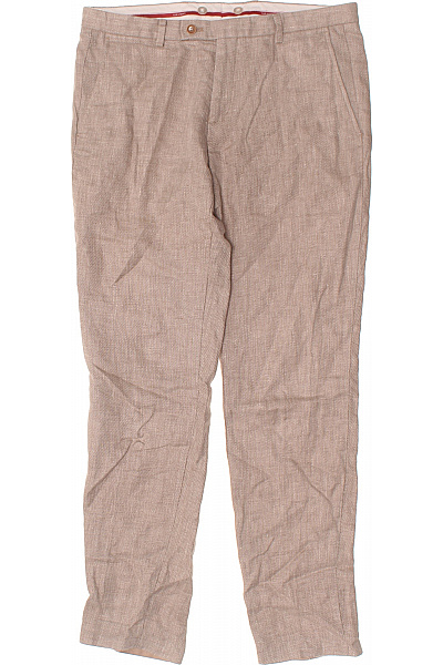 CLUB of GENTS Pánské lněné kalhoty volnočasové béžové rovné s kapsami Vel. 48 | CLUB of GENTS | obrázek 2